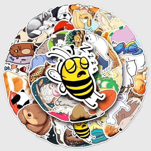Creative 50 Pcs Unique Sleep Stickers, Vinyl Waterproof Stickers, 1.96-3.15 Inches Cute Sleep-Themed Decals for Kids, Teens, Adults, Boys & Girls, Perfect for Water Bottles, Laptops, Scrapbooks(Sleep)