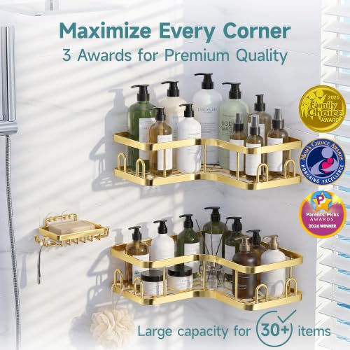 Image of Veken Corner Shower Caddy 3-Pack, Advanced Rustproof Design&Stable Storage