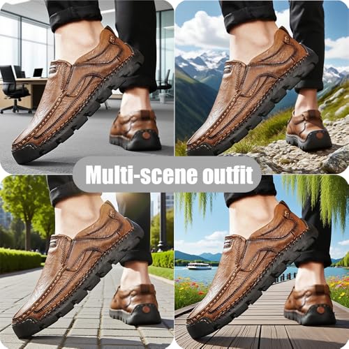 Hrtesus Matufit Shoes for Men, Comfortable Lightweight Breathable Leather Casual Slip-On Loafers for Mountaineering3