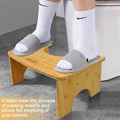 Squat Toilet Stool For Adults,Bamboo Poop Stool For Bathroom Sturdy And Fits Easily,Waterproof And Non Slip Squat Stool Adult Bamboo Toilet Stool, 450 Lbs Capability(7" Natural Color) #TOP3