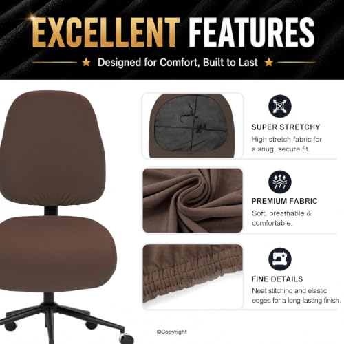 Image of DIVA EN CAMINO DEC Stretchable Desk Office Chair Seat Covers - Universal Stretch Computer Chair Slipcover - 180GSM Washable Rotating Backrest Coverings & Cushion Protectors for Dogs, Cats, Pets