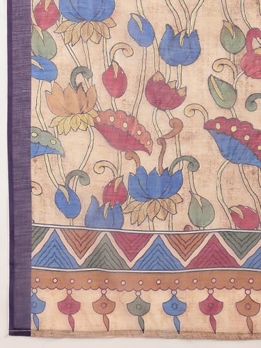 Image of Satrani Women's Linen Printed Saree with Unstitched Blouse Piece