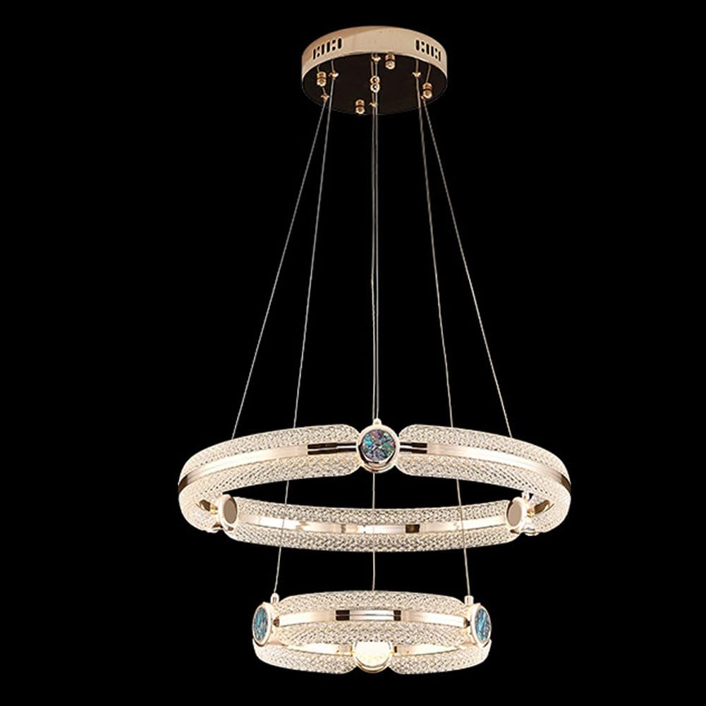 HXYSXHJUO Scandinavian light luxury crystal chandelier, picket gold belt for dining room living duplex staircase bedroom study lamps and lanterns,Gold,30+50cm