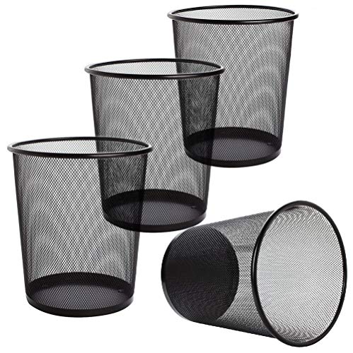 Image of Lawei 4 Pack Trash Can Mesh Round Open Top Wastebasket - 2.5 Gallon Recycling Bins Garbage Waste Baskets for Office Home