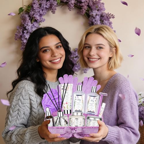 Image of 15Pcs Spa Bath Gifts Set Kit - Relaxing Lavender Spa Gift Baskets for Women
