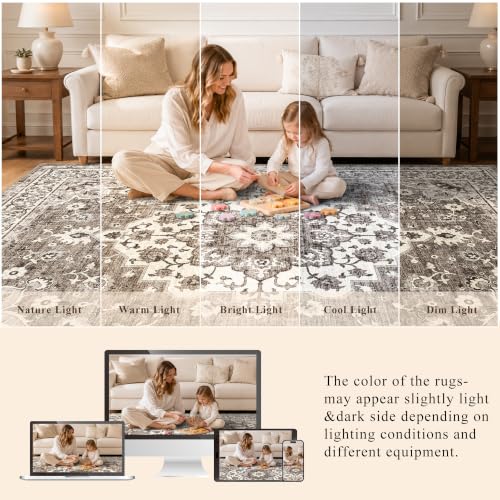 Image of Washable 12x18 Area Rug: Extra Large Soft Rugs for Living Room