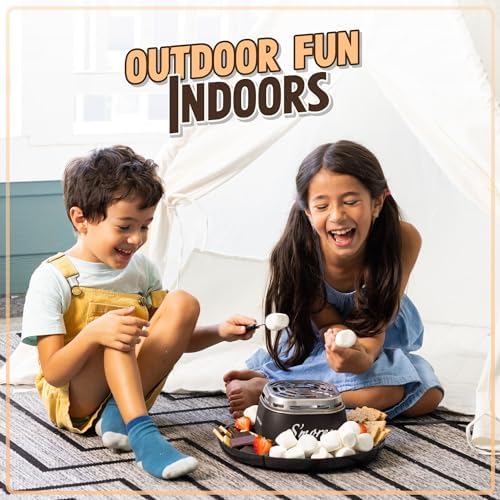Nostalgia Tabletop Indoor Electric S'mores Maker - Smores Kit With Marshmallow Roasting Sticks and 4 Trays for Graham Crackers, Chocolate, and Marshmallows - Movie Night Supplies - Black - 5