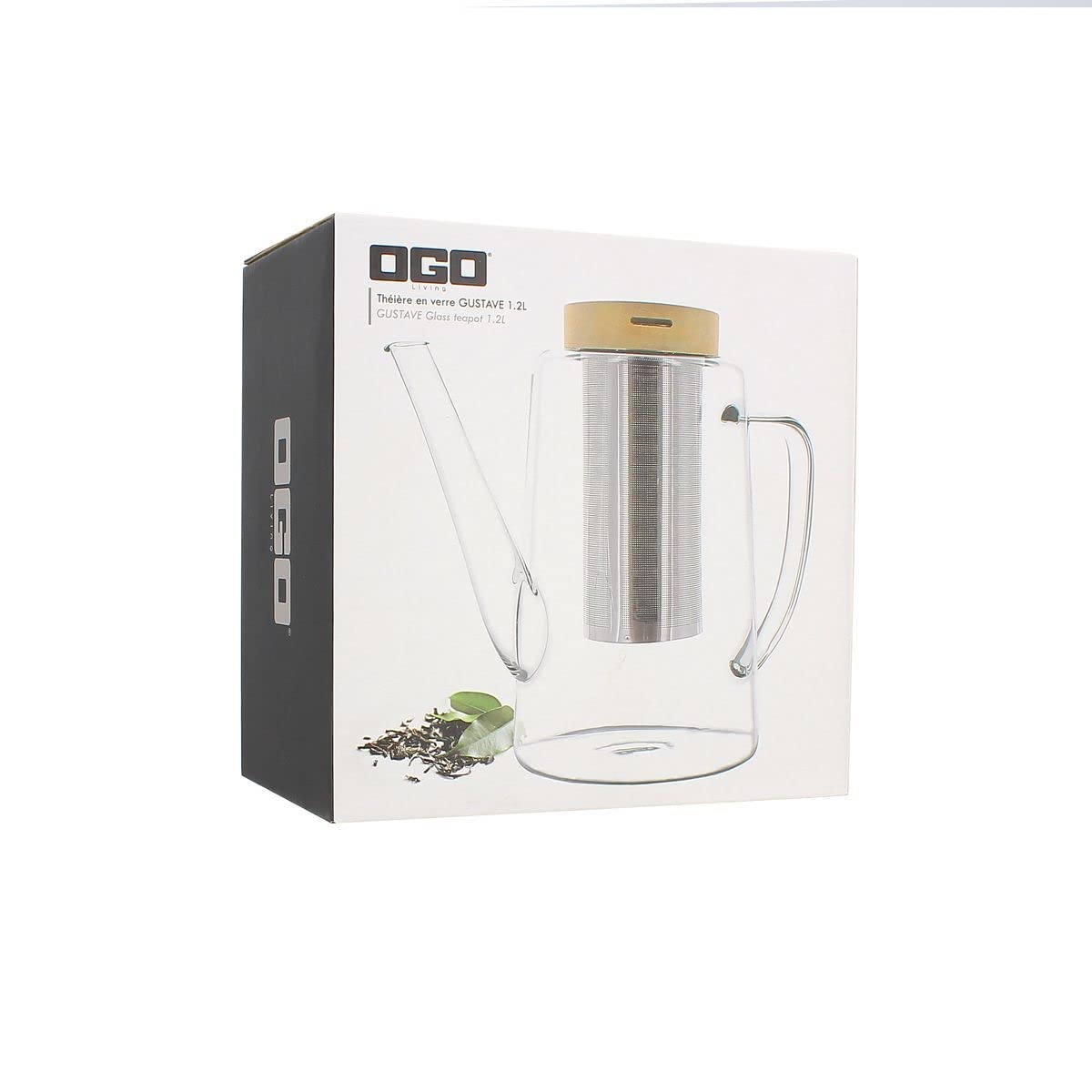 OGO LIVING Teekanne aus transparentem Glas, 1,2 l, durchsichtig, 21 x 10 x 18 (cm)