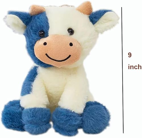 Miniatura 6 de Muñeca de vaca de peluche suave y linda de 8 pulgadas, muñeca de vaca de felpa para niñas y niños (zuo NIU Shen lanse)