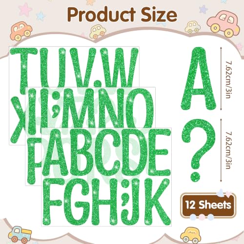 Image of Glitter Letter Stickers, 3 Inch Large Letters for Poster Board (Green) | 160 PCS,Self-Adhesive,Vinyl Alphabet Stickers,Bulletin Board Letters for Classroom,Party,DIY Crafts,Home,Office,Mailbox Decor
