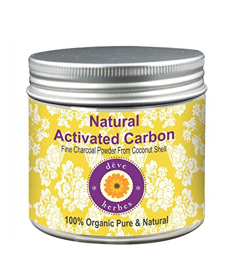 Deve Herbes Carbón activado natural puro en polvo de carbón fino de cáscara de coco orgánico puro y natural 200gm (7.05 oz)