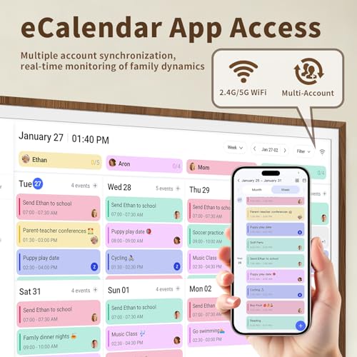 Image of 32 Inch Digital Calendar Chore Chart with Touchscreen - Full HD Interactive Display, Wall & Desk Mountable Family Planner, to-Do List & Meal Planner, Digital Picture Frame Gifts for Women Mom