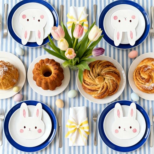 40 Stück Servietten Ostern Frühling Hasen Form - Süße Osterservietten Klein 3-lagig - Oster Tischdeko Hase für Kindergeburtstag Party - Papier Deko Weiß Rosa