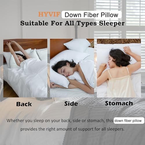 Luxury High Fill Power Goose Down Pillows 700Fill， Breathable Cotton Shell, Orthopedic Support for Back, Stomach Side Sleepers, Queen Size Pillows 20"x28", 1 Pack