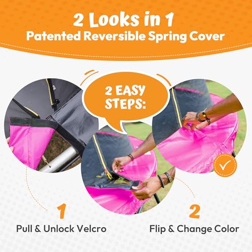 Image of JUMPZYLLA Trampoline Outdoor 8FT 10FT 12FT 14FT 15FT 16FT with Enclosure and Ladder, ASTM Approved Recreational Trampoline for Kids and Adults, Anti-Rust Coated Frame