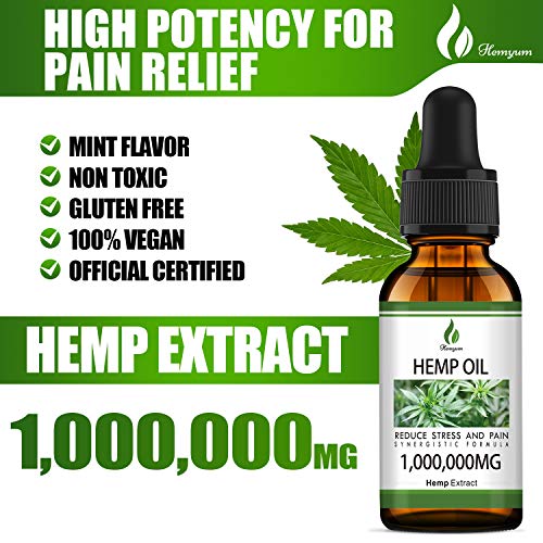 2 Packs Hemyum Organic Hemp Oil Drop 1,000,000MG - Relieve Stress & Anxiety - Anti-Inflammatory - Reduce Insomnia, 100% Natural Ingredients - Rich in Omega 3-6-9, Non-GMO - Cold Press Extraction