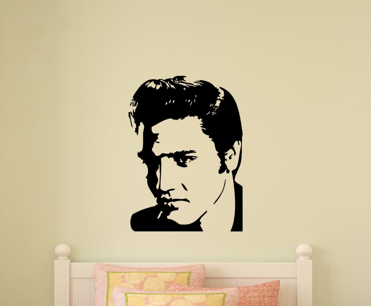 Elvis Wall Decal, Elvis The King Wall Sticker, Music Room Vinyl Decor, Elvis decal, Rock & Roll, Music Art Mural, Music City, Elvis Presley Print 112 (16W X 21T)