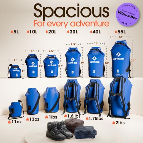 Image of Earth Pak Waterproof Dry Bag - Roll Top Waterproof Backpack Sack Keeps Gear Dry for Kayak with Waterproof Phone Case