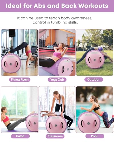 Image of Air Barrel - Air Roller Gymnastics Barrel for Back Handspring Trainer, Air Tumble Mat with Pump for Gym Training /Yoga Balance Exercise /Cheerleading /Home and Outdoor Use