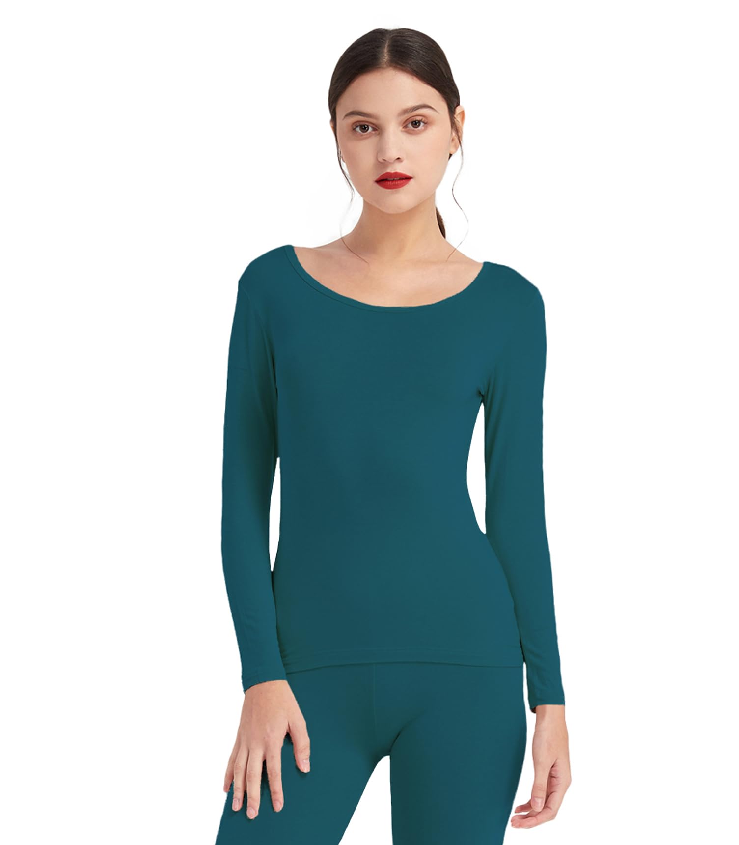 Women's Ultrathin Modal Thermal Baselayer Top Scoop Neck Long Sleeve Undershirt-image-36
