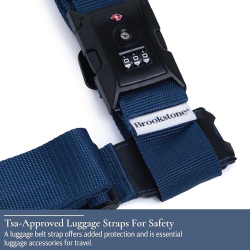 Image of Brookstone Luggage Strap - 2-in-1 TSA-Approved Expandable Luggage Straps for Suitcases with Keyless 3-Digit Combination Lock, Size One Size, Blue