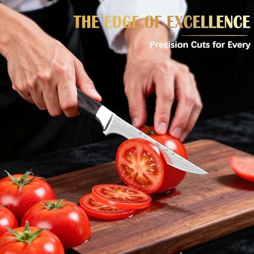 Addyno 8inch &4inch Stainless Steel Chef's Knives, Japanese High Carbon Steel Sharp Paring Knife with Ergonomic Handle - 4