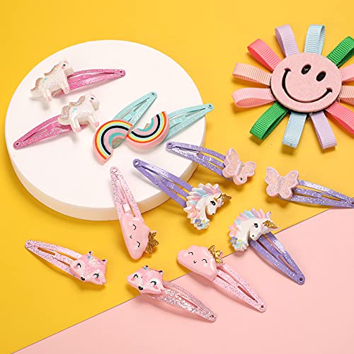 PinkSheep Unicorn Hair Clips Barrettes for Girls Kids 6 works/12 Pcs Hair Pins - Image 3