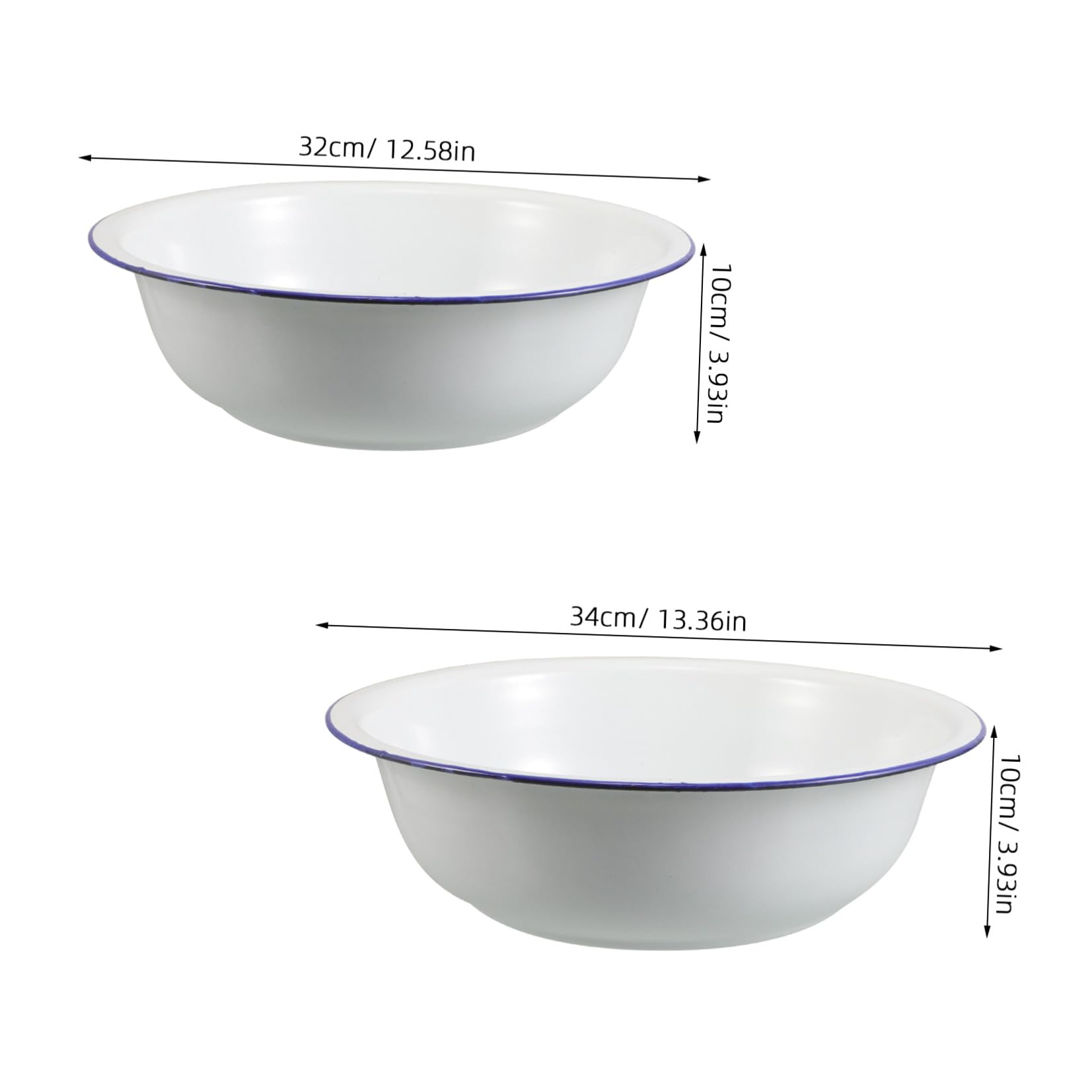 2 Vaschette per Pediluvio in Smalto Vintage, Lavabo Bagno in Metallo Smaltato Resistente, Bacinella Smaltata per Ammollo Piedi e Lavaggio, Dimensioni Generose Adatte a