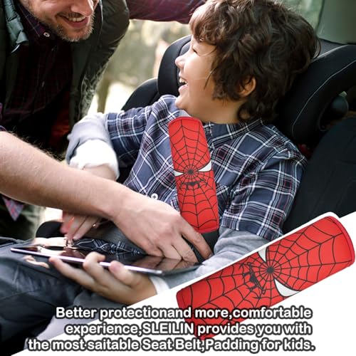 Image of Seat Belt Cover for Kids, Seat Belt Pad for Boys Girls, Car Seat Straps Shoulder Pads for Kids, Kid's Seat Belt Cushion, Shoulder Strap Pad, 1 Piece (Spider Hero)