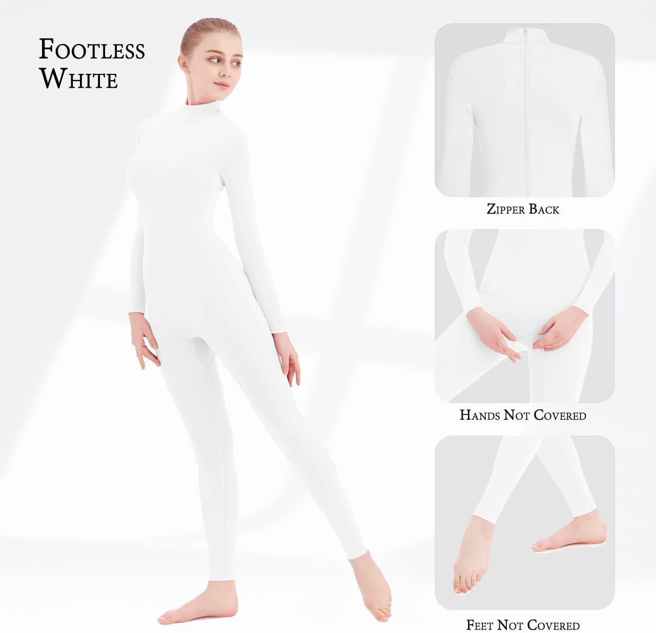 SUPRNOWA Full Body Unitard Turtleneck Spandex Footed/Footless Long Sleeve Unisex - Image 4