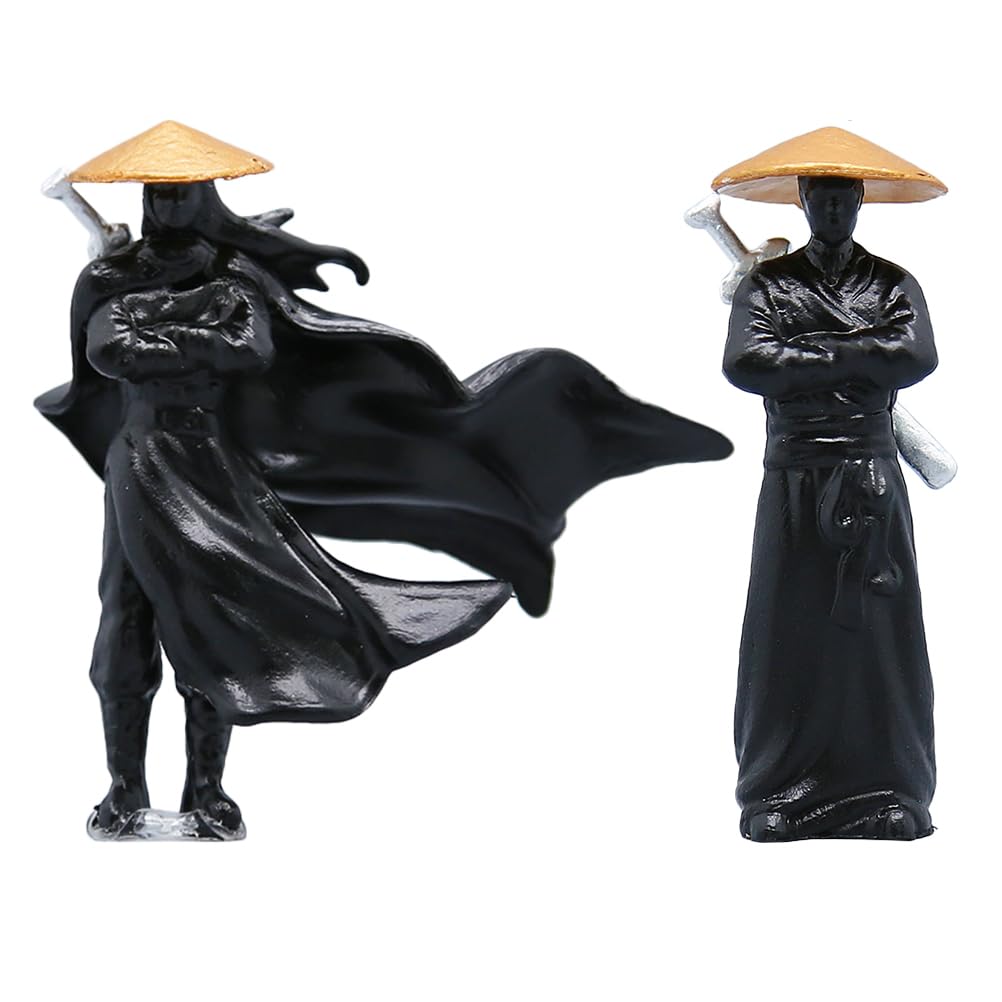 Abaodam Ancient Chinese Warrior Figure Miniature Ornaments for Aquarium and Bonsai Micro Landscape Decor Set of 2 Desktop Garden Accessories