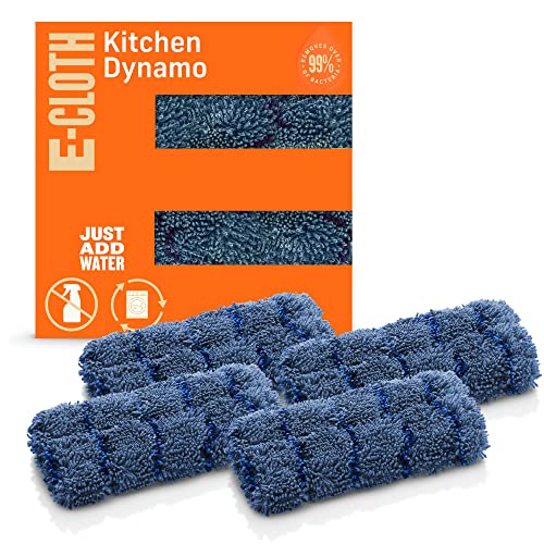 Image of E-Cloth Kitchen Dynamo, Premium Microfiber Non-Scratch Kitchen Dish Scrubber Sponge, Ideal for Dish, Sink and Countertop Cleaning, 100 Wash Guarantee, Blue, 4 Pack