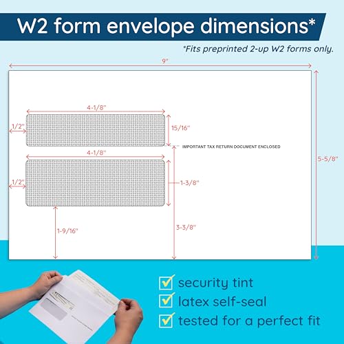 Blue Summit Supplies W2 6 Part Tax Forms, 12 Employee Kit of Laser Forms Compatible with QuickBooks and Accounting Software, 12 Self Seal Envelopes Included - Thumbnail 3