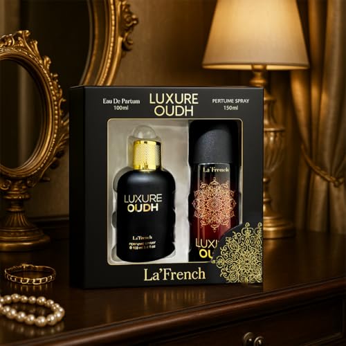 Image of La French Luxure Oudh Perfume & Deodorant Gift Set (100ml + 150ml) - Unisex Long-Lasting Luxury Fragrance Set, Perfect for Men & Women, Premium Gift for Special Occasions