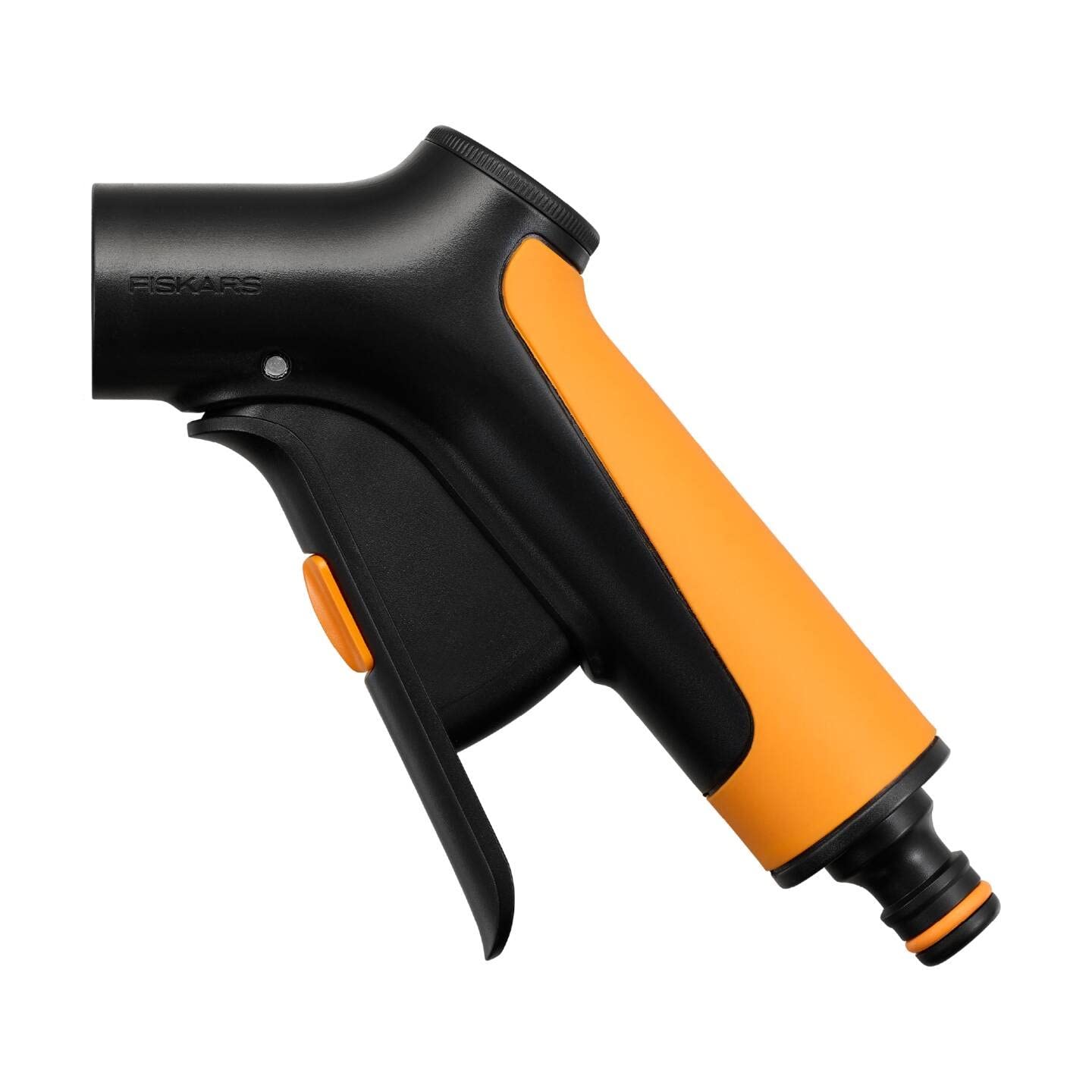 Fiskars spray gun handle, Infinitely variable flow rate, With front regulator and on/off lock, Universal size, Black/Orange, 1065490
