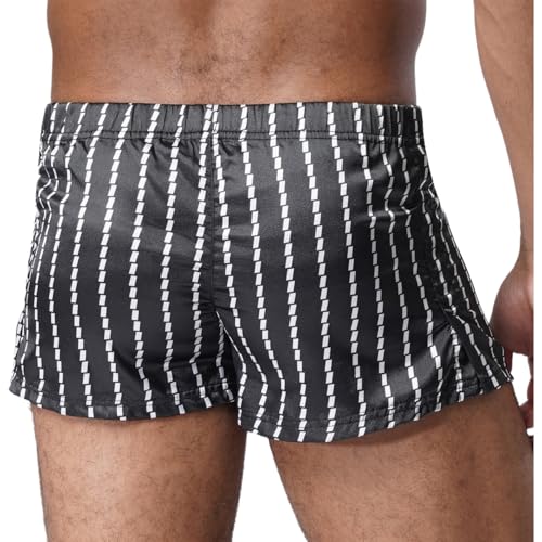 YiZYiF Mens Striped Print Swim Trunks Elastic Waist Satin Boxer Shorts Sleep Loungwear for Beach Holiday3