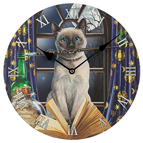 Lisa Parker Reloj de Pared, diseño de Gato Hocus Pocus, Madera MDF, Multicolor, Height 30cm Width 30cm Depth 3.5cm