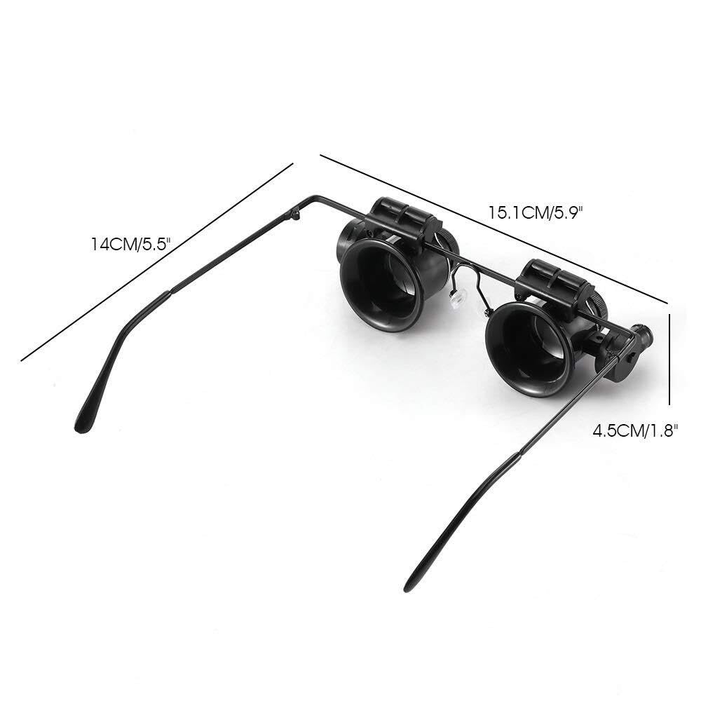 Lupa de lectura de 20 aumentos con lentes iluminados tipo LED, binoculares, lupa de reparación de relojes,