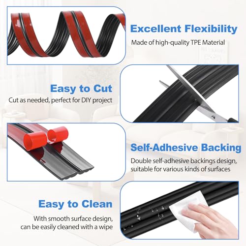 Image of Corner Molding Trim Peel and Stick Wall Corner Protector | Flexible Corner Trim Self Adhesive Inside & Outside Wall Edge Guard Moulding Trim for Edge Use, Black, 1.6'' W x 20' L
