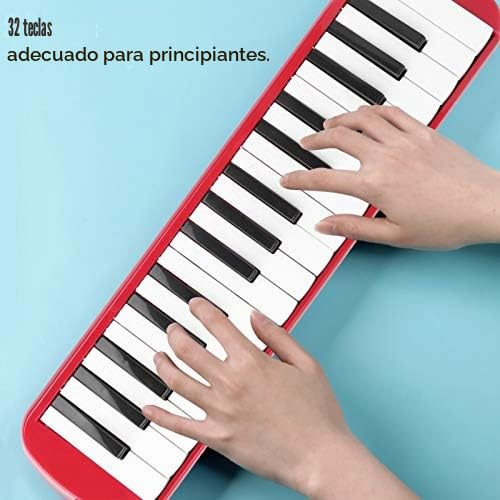 Melódica de 32 Teclas, Teclado de Piano Melódica, Bolsa de Transporte de Instrumentos Musicales Profesionales de Viento, Adecuada para la Práctica de Principiantes (Rojo)