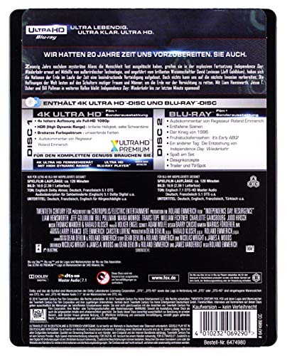 Independence Day 2: Wiederkehr – 4K Steelbook (UHD + Blu-ray Disc)
