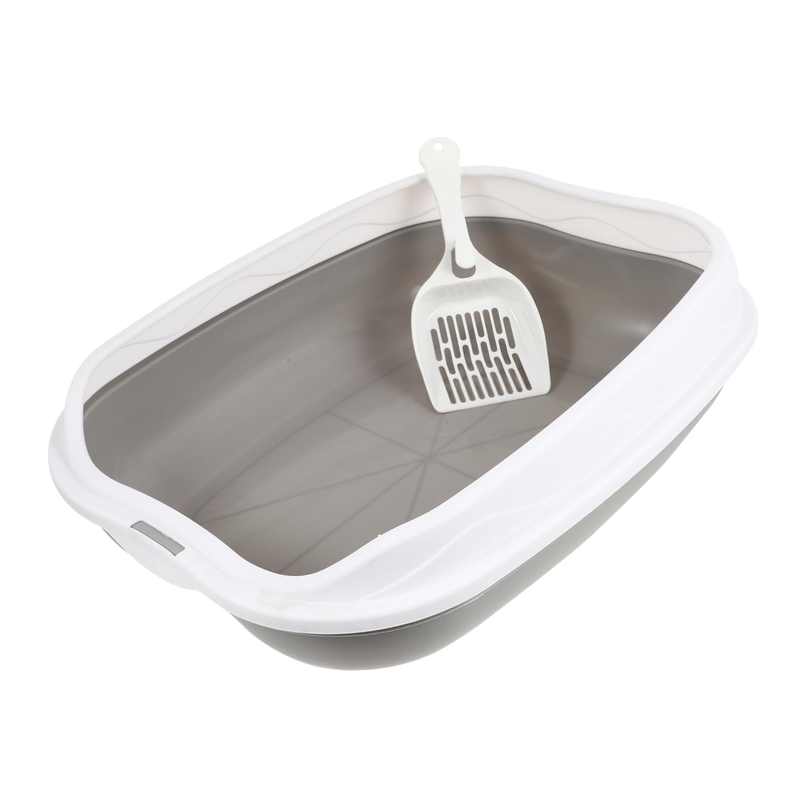 BESTonZON 1Set Cat Litter Box Semi Enclosed Splashing Pet Toilet for Easy Entry Grey Litter Pan for Kittens Spacious Keep Your Home and Odor