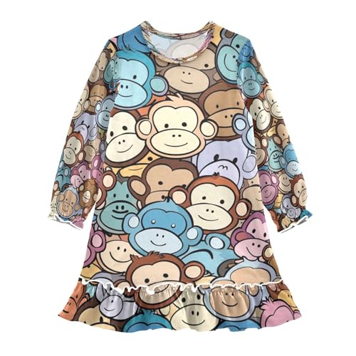 Nightgowns Sleepwear Lightweight Nightdress Soft Pajamas Dress Blue Brown Grey Monkey for 3-10 Years
