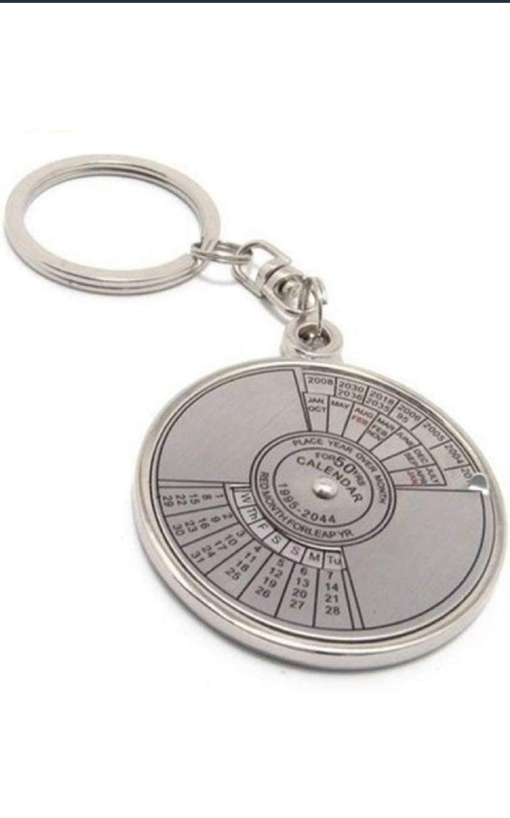 GenericIndia Fashion Export Lucky Spinner Calender and time Date Silver Colour Key Chain Fancy Keychain and Latest Model Keychain