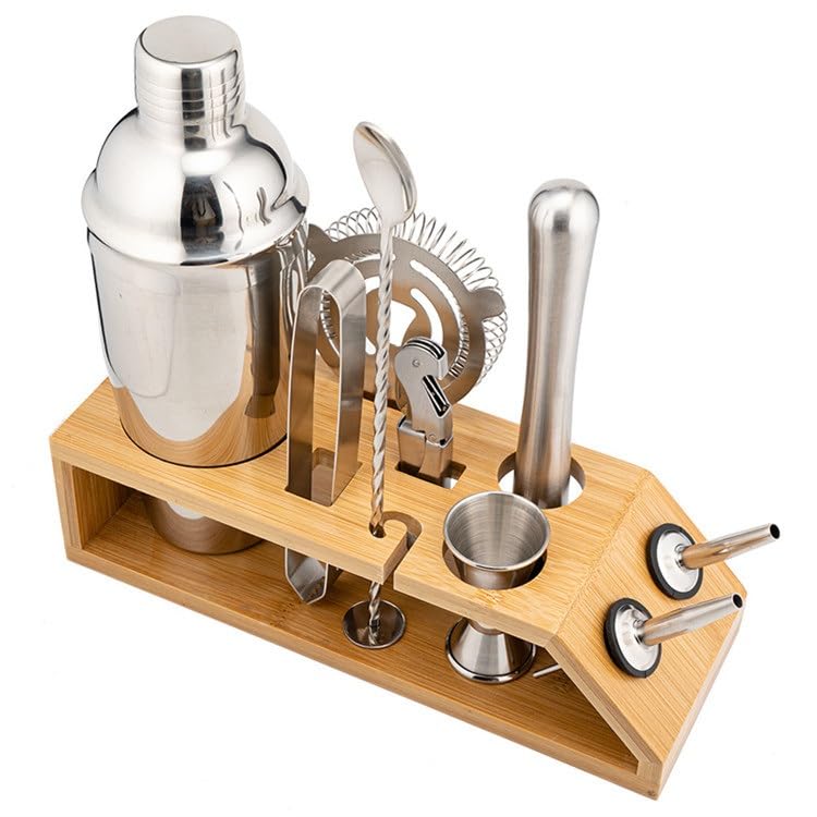 Kit de Bartender con 9 piezas y soporte de acero inoxidable miniatura 7