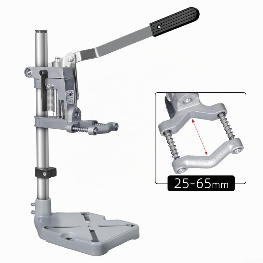 Support de perceuse réglable, 40 x 22,5 x 15 cm, support de base en aluminium pour perceuse manuelle avec colonne solide et vibrations minimales, convient pour les amateurs de bricolage et les