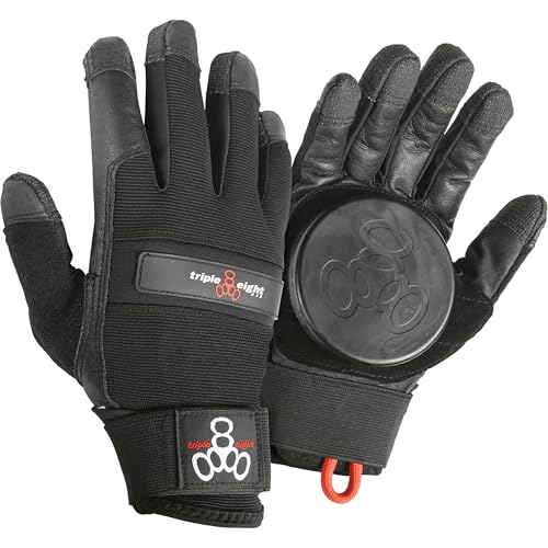 Triple Eight Downhill Longboard Slide Glove for Downhill Skateboarding (1-Pair), Black, X-Small