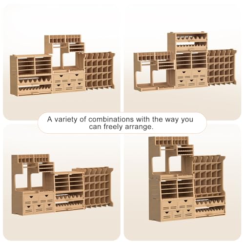 Image of Plastic Model Paint Rack and Tool Storage, MDF Material, Large Capacity Workbench GK RS