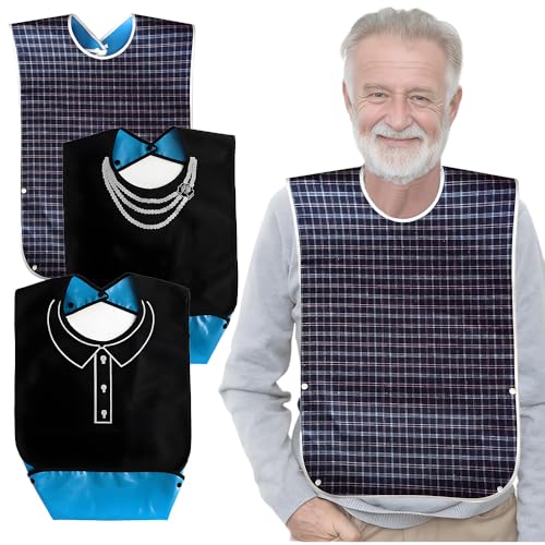 Elderly bib, suitable for both men and women, adult, reusable, adjustable, and washable large bib. 3 pcs.
