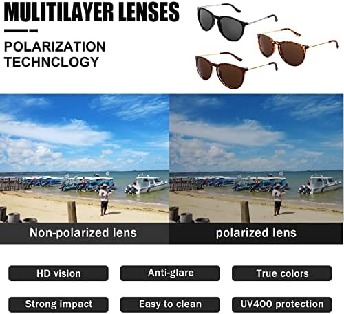 Vintage Round Polarized Sunglasses UV400 - 3 Pack for All - Image 4